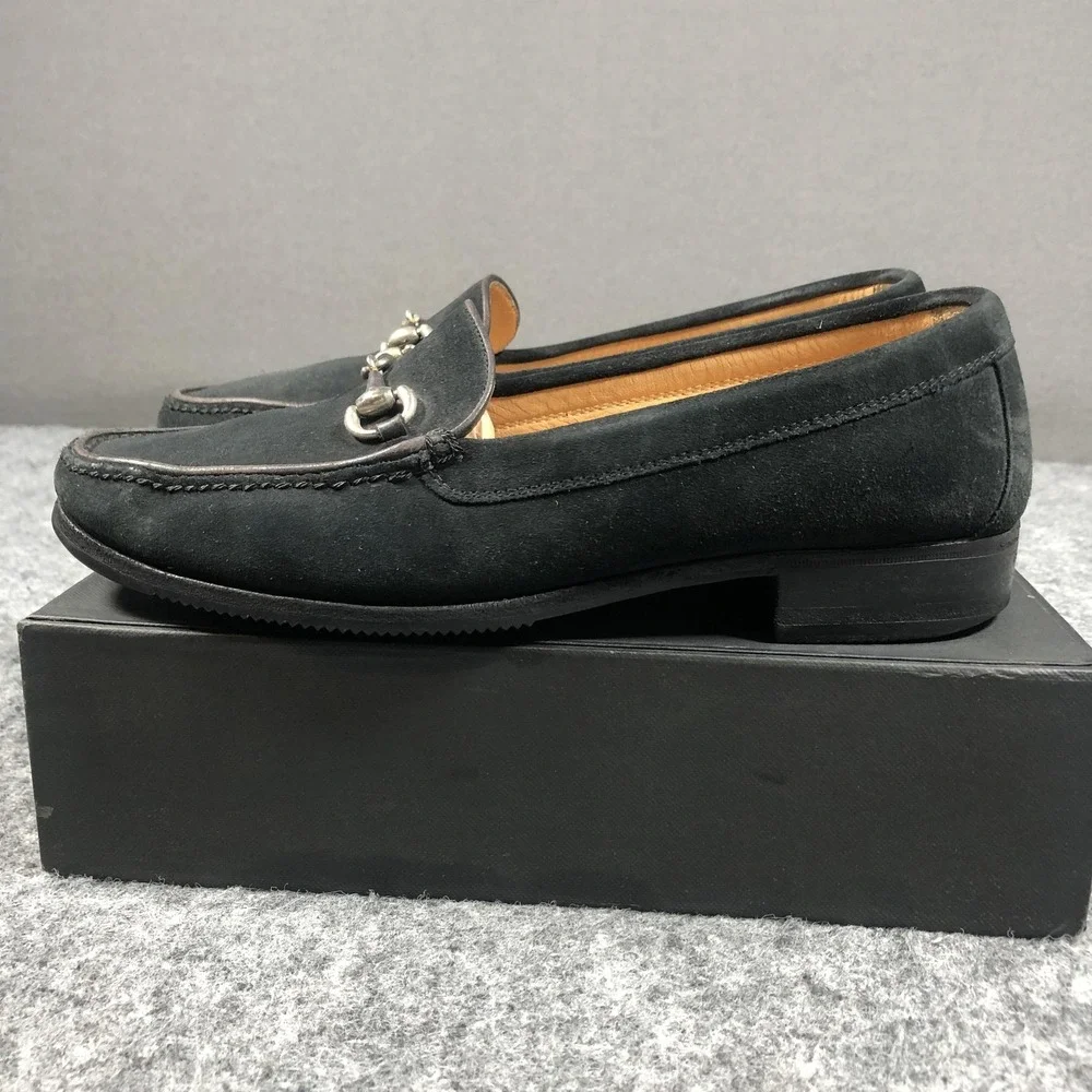 Gravati Loafers Mens 8 M Black Suede Horsebit Slip On Handmade Italy Luxury